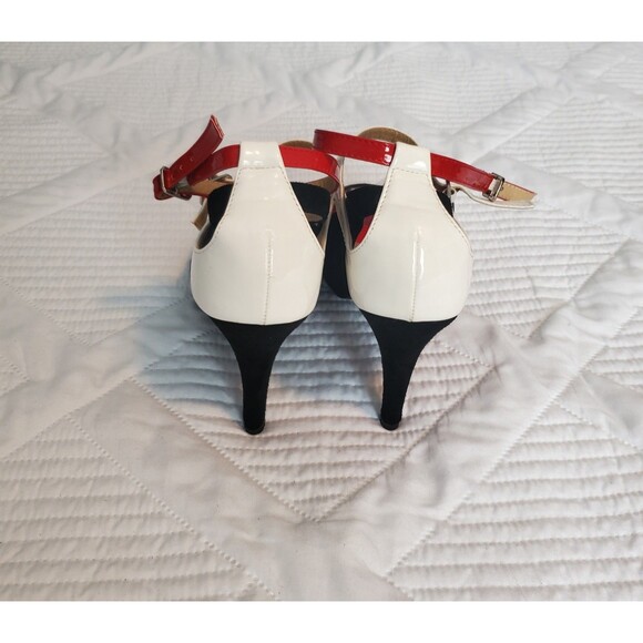 Get More Beauty Peep Toe High Heel Sandals Size 9 EU Size 40 Red White And Black - Picture 7 of 13